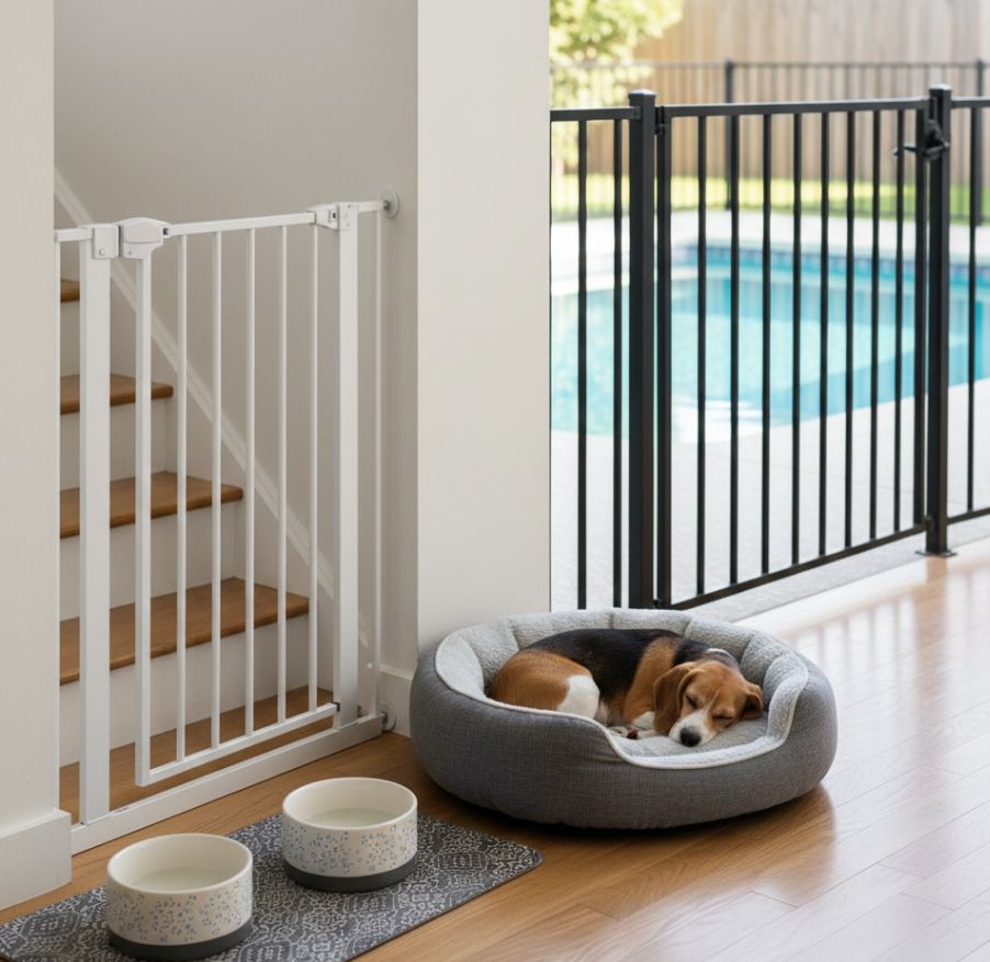 Pet gates for safety inside a beach house